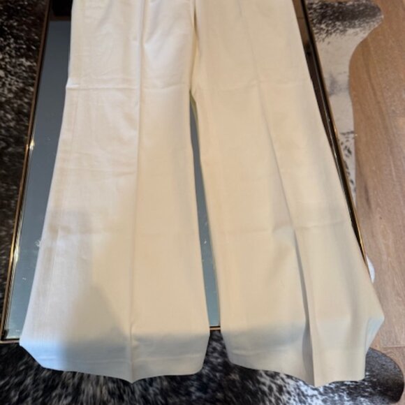 Pre-Loved Nili Lotan Cream Twill Wide Leg Pant - Size 6 - Picture 5 of 9